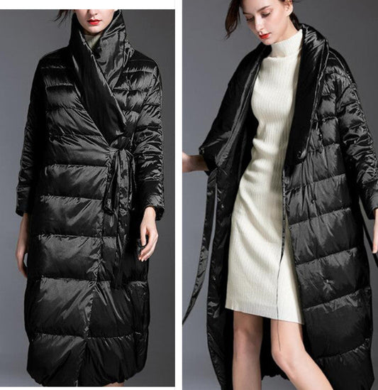 Large Collar Long Women Down Coat Winter Loose 90% Hooded Duck Down Jackets VPPBUY shop