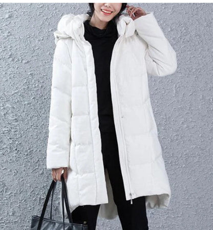 A-line Women Winter Duck Down Jackets Hooded Short Front Women Long Down Coat Plus Size VPPBUY shop