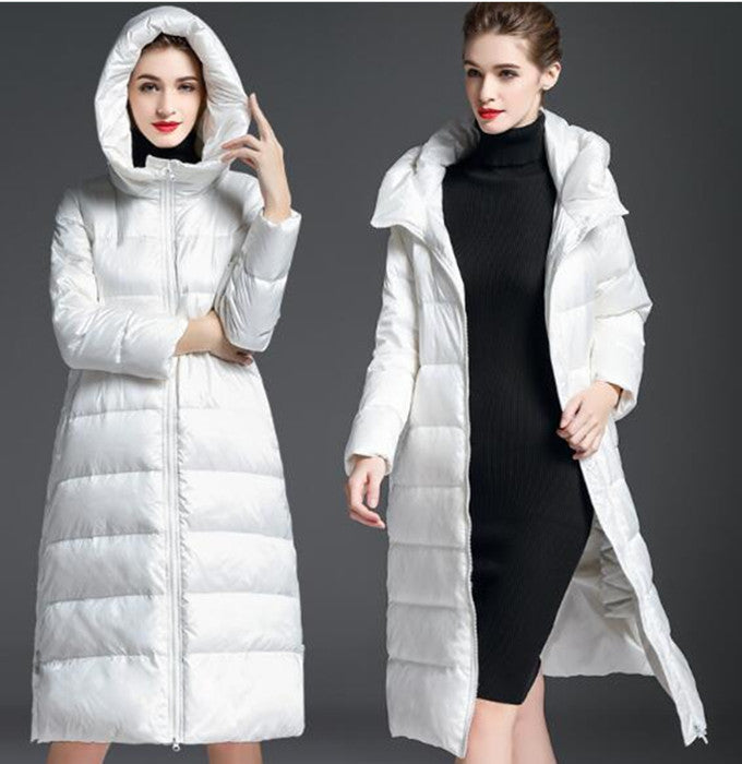 A-line Long Loose Women Down Coat Slit Winter Loose 90% Duck Down Jackets VPPBUY shop