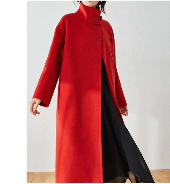 High Collar Wool Coat Long Warm Women Wool Coat Jacket 0012 VPPBUY shop