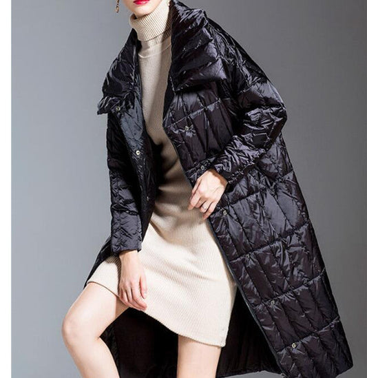 Long Loose Women Down Coat High Collar Winter Loose 90% Duck Down Jackets VPPBUY shop