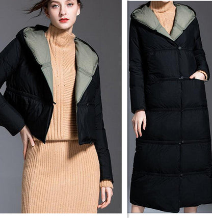 Two Ways Wear Long Women Down Coat Winter Loose 90% Hooded Duck Down Jackets VPPBUY shop