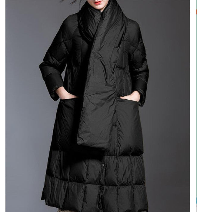 Women Down Puffer Coat Winter Loose Duck Down Jackets Long Warm Down Coat Any Size VPPBUY shop