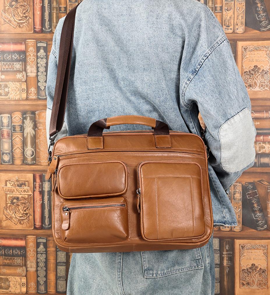 Leather Briefcase men's leather business Laptop bag, Handbag Shoulder Bag, Messenger Bag Leather Men's bag 2121 VPPBUY shop