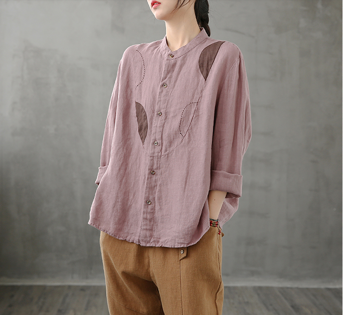 Plaid Women Casual Blouse Cotton Linen Shirts Tops DZA200963 VPPBUY shop