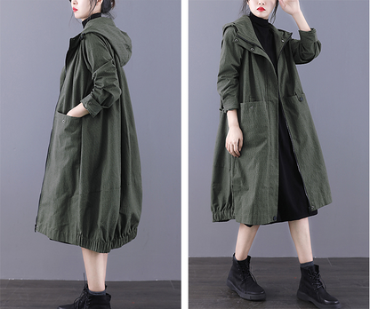 A-line Long Women Casual Hooded Parka Plus Size Coat Jacket JT200933 VPPBUY shop