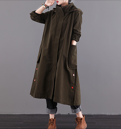 Autumn A-line Long Women Casual Hooded Parka Plus Size Coat Jacket JT201002 VPPBUY shop