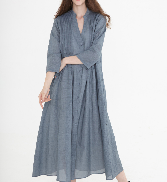 Gray Linen Shirt Women Dresses Buttons Design SJ9201229 VPPBUY shop