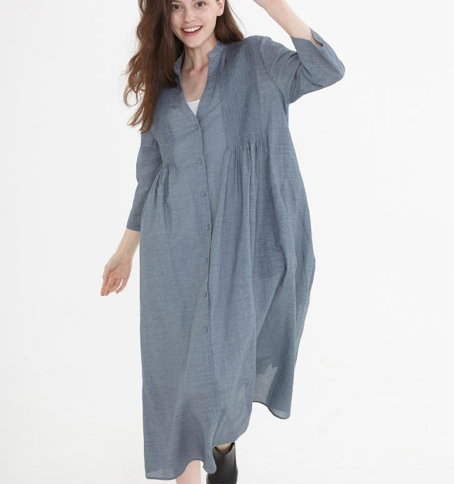 Gray Linen Shirt Women Dresses Buttons Design SJ9201229 VPPBUY shop