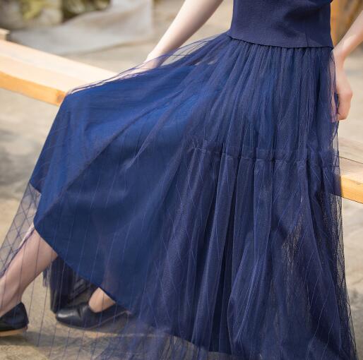 Blue Women Tutu Skirts Long Chiffon Gauze Summer Women Skirts VPPBUY shop