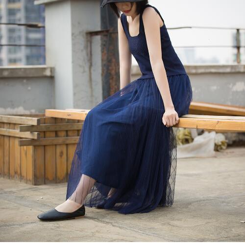 Blue Women Tutu Skirts Long Chiffon Gauze Summer Women Skirts VPPBUY shop