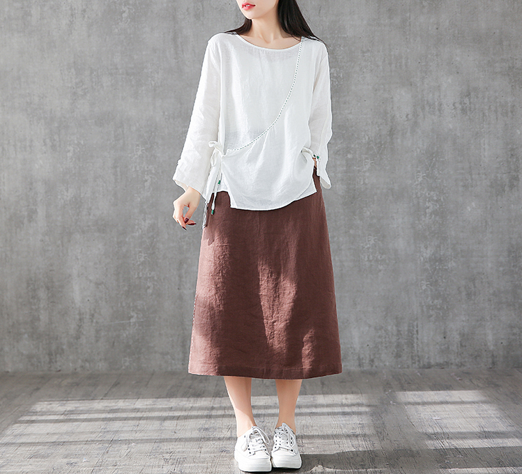 Casual Linen loose fitting Women's Skirts DZA2006135 VPPBUY shop