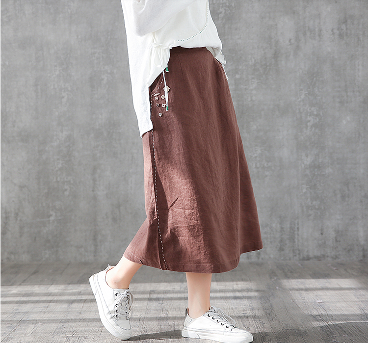 Casual Linen loose fitting Women's Skirts DZA2006135 VPPBUY shop