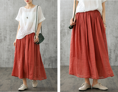 Casual Cotton Linen loose fitting Women's Skirts DZA200841 VPPBUY shop