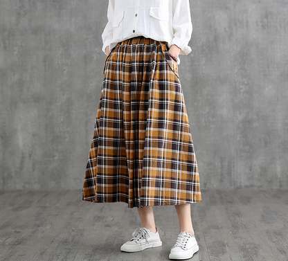 Casual Cotton Linen loose fitting Women's Skirts DZA2007128 VPPBUY shop