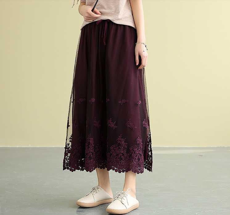 Casual polyester Cotton Cut out embroidery loose fitting Women's Skirts DZA2007191 VPPBUY shop