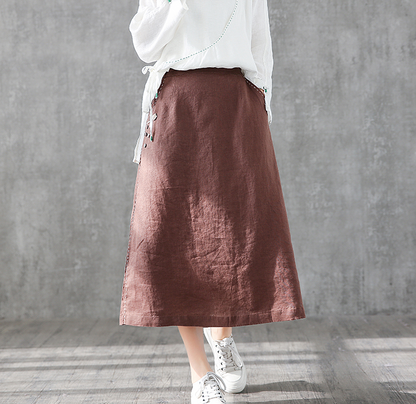 Casual Linen loose fitting Women's Skirts DZA2006135 VPPBUY shop