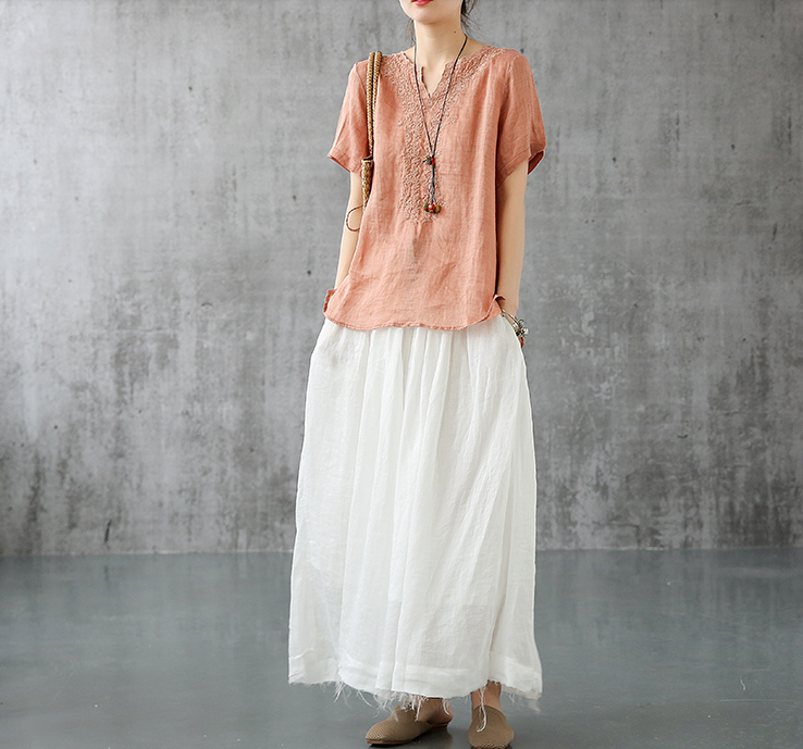 Casual Cotton Linen loose fitting Women's Skirts DZA2007301 VPPBUY shop