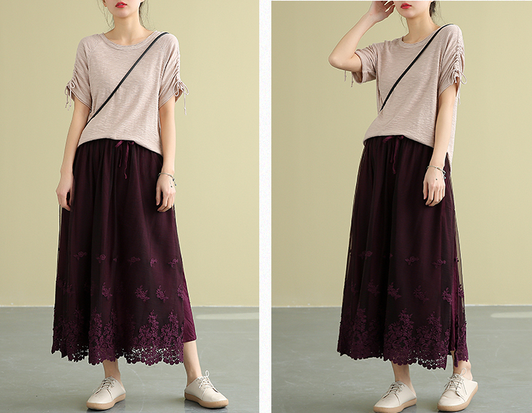 Casual polyester Cotton Cut out embroidery loose fitting Women's Skirts DZA2007191 VPPBUY shop