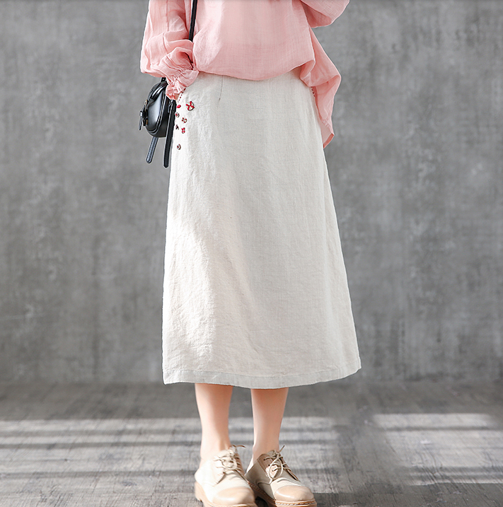 Casual Linen loose fitting Women's Skirts DZA2006135 VPPBUY shop