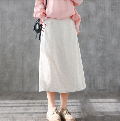 Casual Linen loose fitting Women's Skirts DZA2006135 VPPBUY shop