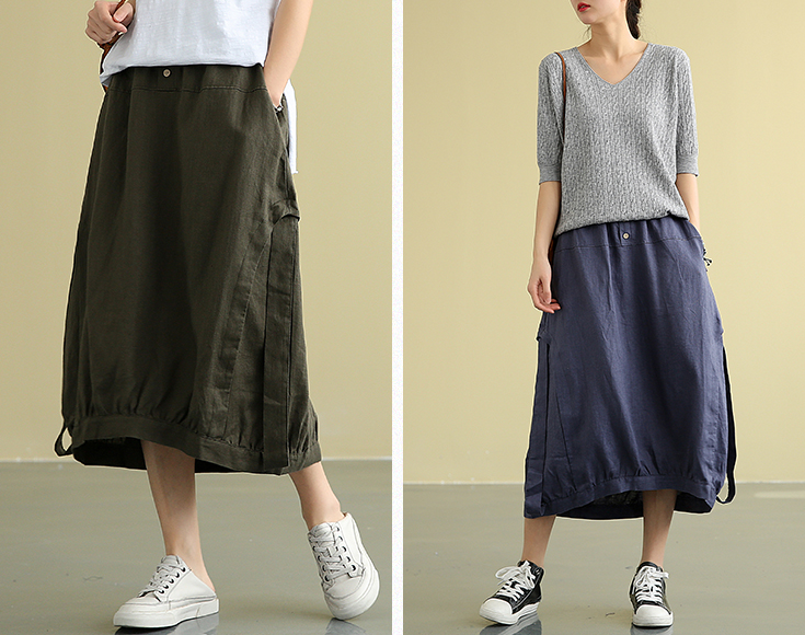 Casual Linen loose fitting Women's Skirts DZA2007192 VPPBUY shop