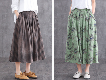 Casual Cotton Linen loose fitting Women's Skirts DZA2007128 VPPBUY shop