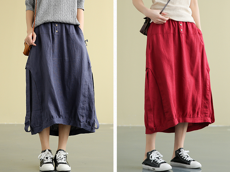 Casual Linen loose fitting Women's Skirts DZA2007192 VPPBUY shop