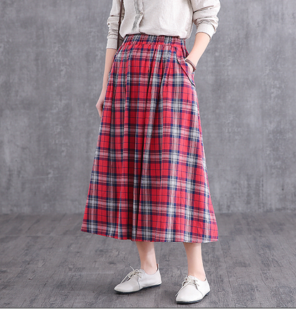 Casual Cotton Linen loose fitting Women's Skirts DZA2007128 VPPBUY shop