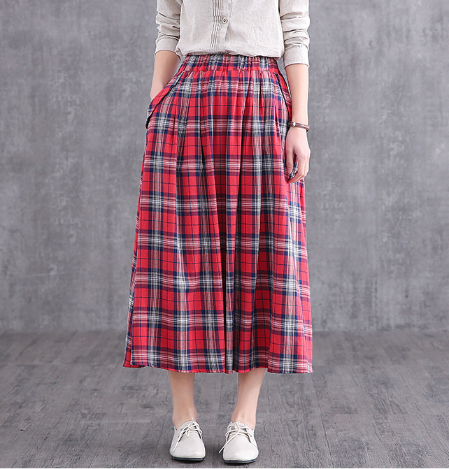 Casual Cotton Linen loose fitting Women's Skirts DZA2007128 VPPBUY shop