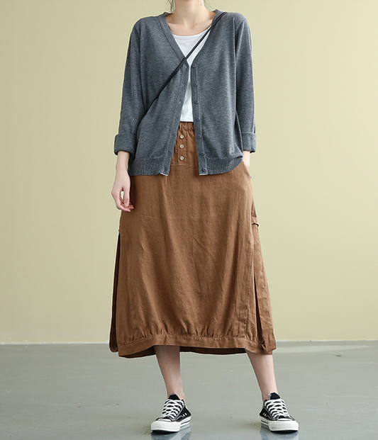 Casual Linen loose fitting Women's Skirts DZA2007192 VPPBUY shop