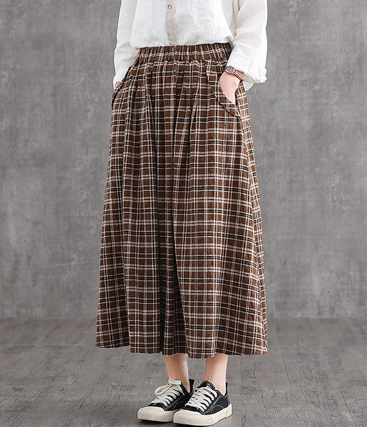 Casual Cotton Linen loose fitting Women's Skirts DZA2007128 VPPBUY shop