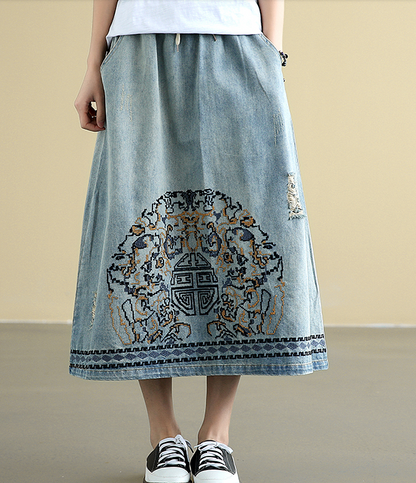 Denim Casual Cotton loose fitting Women's Skirts DZA2007221 VPPBUY shop