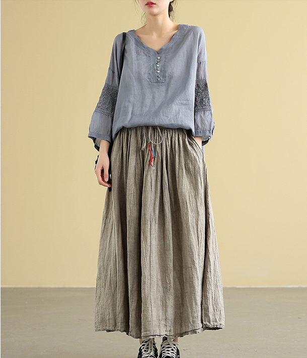 Casual linen loose fitting Women's Skirts  DZA2005106 VPPBUY shop