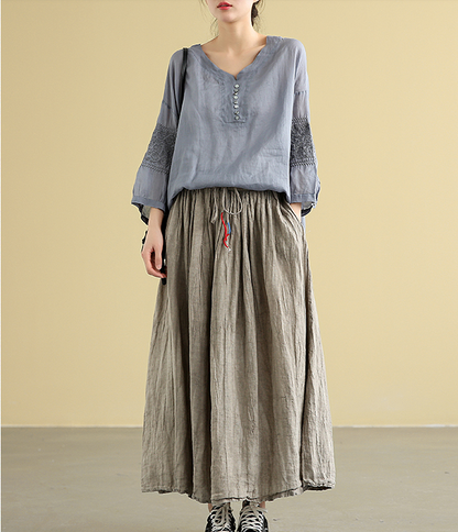 Casual linen loose fitting Women's Skirts  DZA2005106 VPPBUY shop