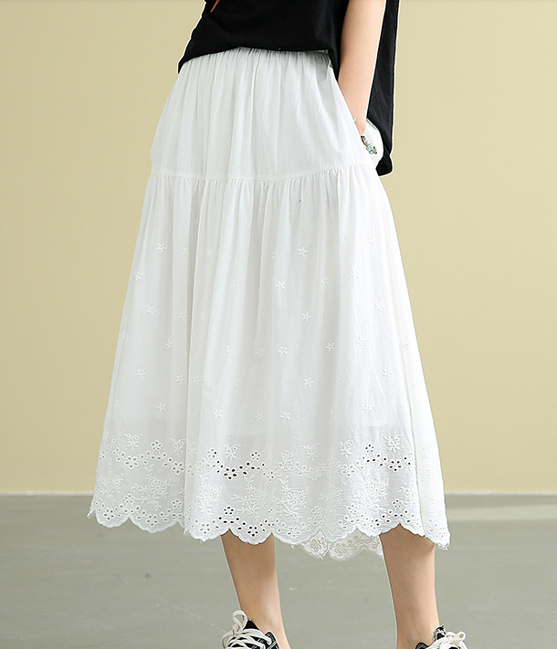 Casual Cotton Cut out embroidery loose fitting Women's Skirts DZA2007185 VPPBUY shop