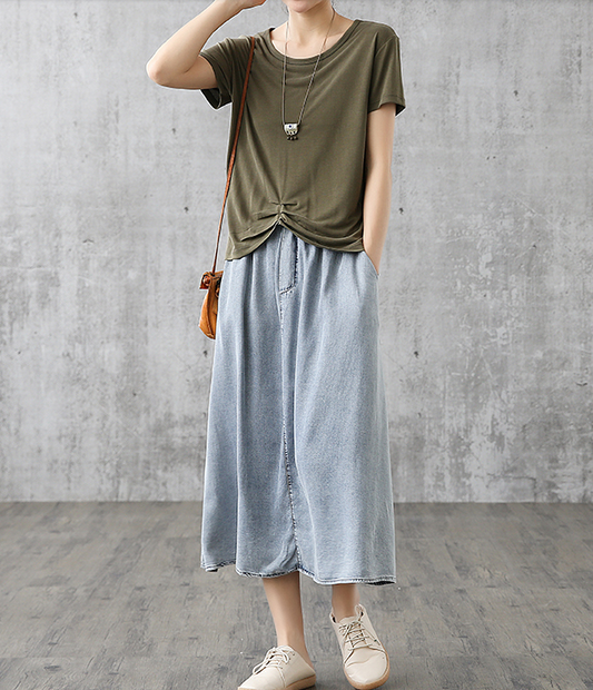 Casual Cotton Linen loose fitting Women's Skirts DZA200843 VPPBUY shop