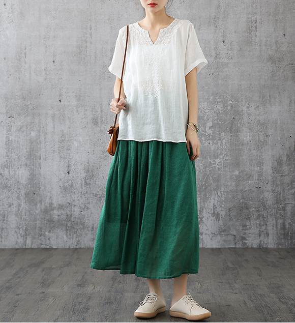 Summer Casual Cotton linen loose fitting Women's Skirts  DZA2005101 VPPBUY shop