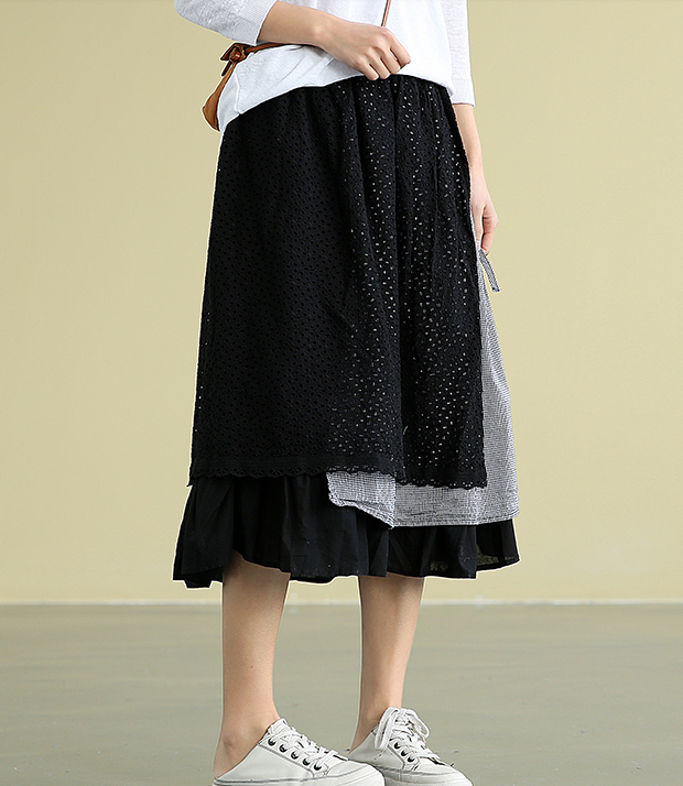 lace Casual Cotton Linen loose fitting Women's Skirts DZA2007213 VPPBUY shop