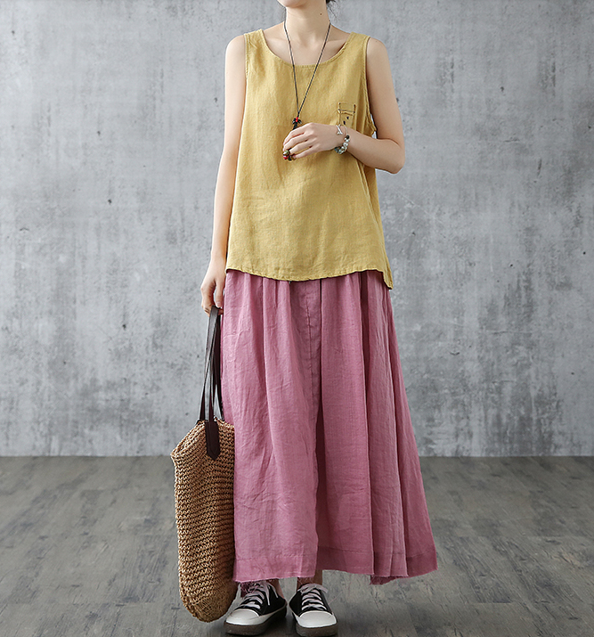 Casual Cotton Linen loose fitting Women's Skirts DZA2007301 VPPBUY shop