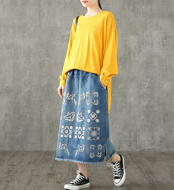 Denim Casual Cotton  loose fitting Women's Skirts DZA2007123 VPPBUY shop