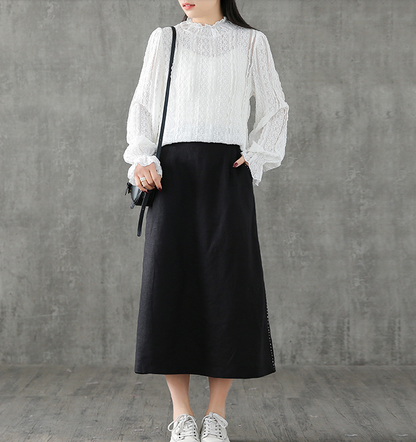 Casual Linen loose fitting Women's Skirts DZA2006135 VPPBUY shop