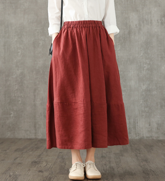 Casual linen loose fitting Women's Skirts DZA2007125 VPPBUY shop