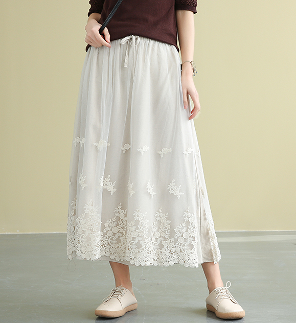 Casual polyester Cotton Cut out embroidery loose fitting Women's Skirts DZA2007191 VPPBUY shop