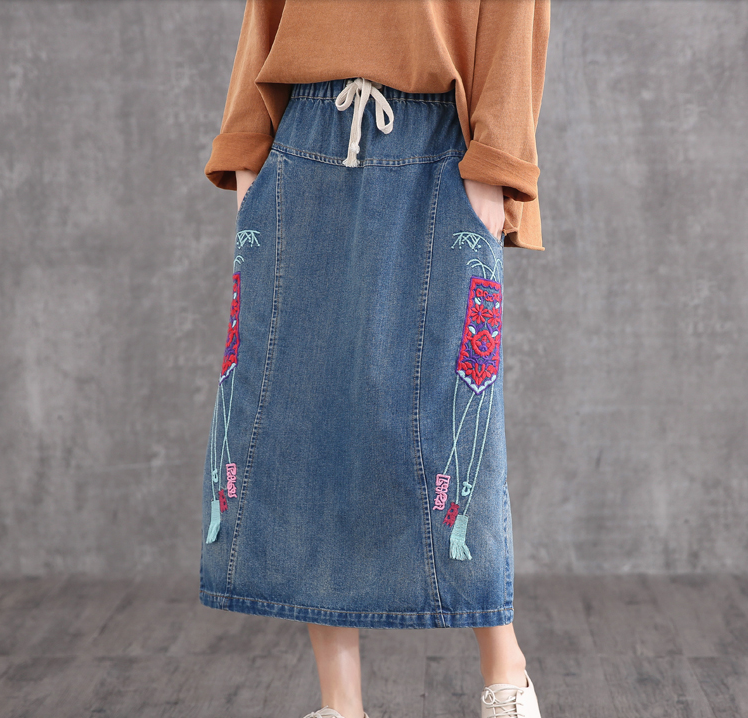 Denim Casual Cotton  loose fitting Women's Skirts DZA2007124 VPPBUY shop