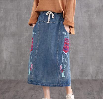 Denim Casual Cotton  loose fitting Women's Skirts DZA2007124 VPPBUY shop