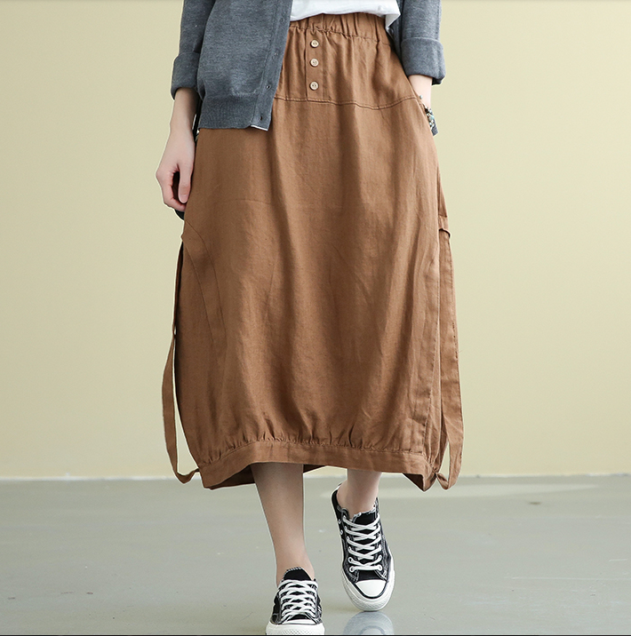 Casual Linen loose fitting Women's Skirts DZA2007192 VPPBUY shop