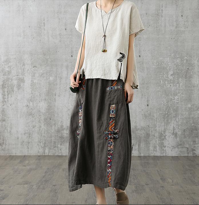 Casual Cotton Linen loose fitting Women's Skirts DZA200842 VPPBUY shop