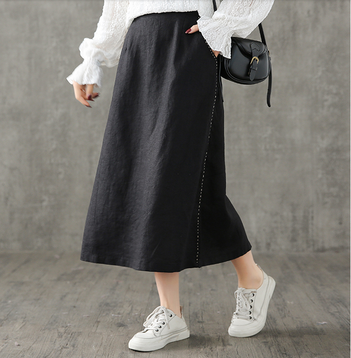 Casual Linen loose fitting Women's Skirts DZA2006135 VPPBUY shop