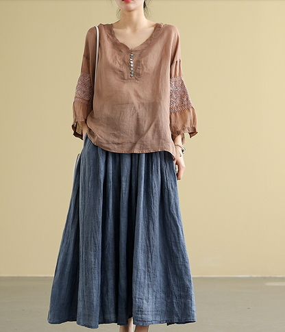 Casual linen loose fitting Women's Skirts  DZA2005106 VPPBUY shop